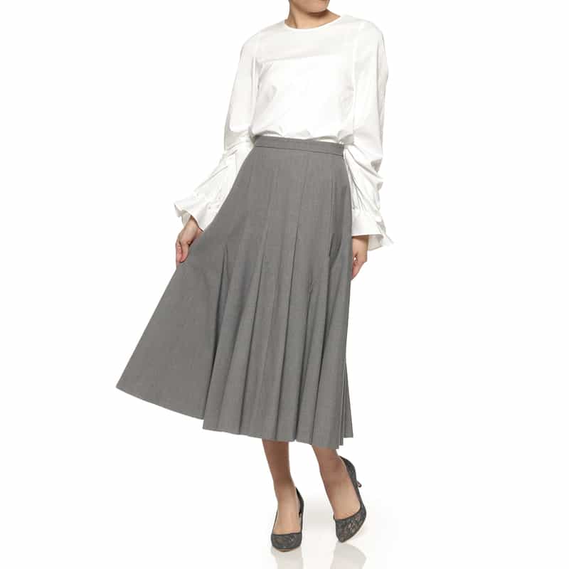 BARNEYS NEW YORK パネルライン フレアスカート LIGHT GRAY