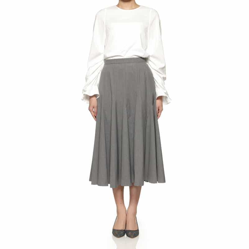 BARNEYS NEW YORK パネルライン フレアスカート LIGHT GRAY