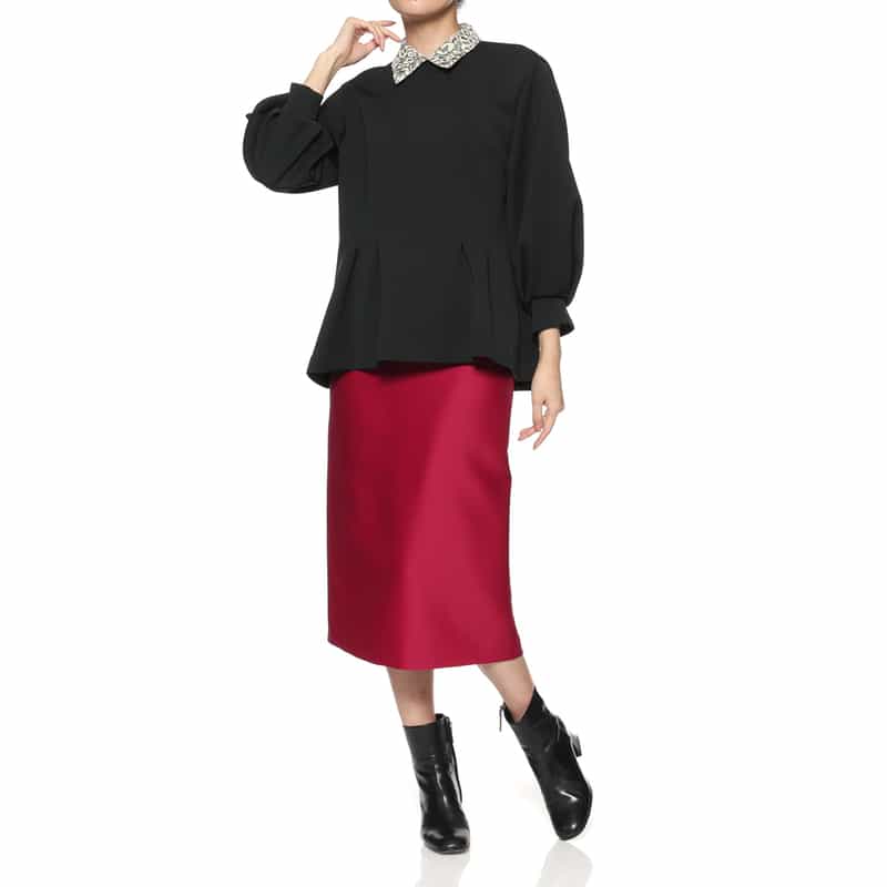 BARNEYS NEW YORK 襟付きスキューバニットプルオーバー BLACK