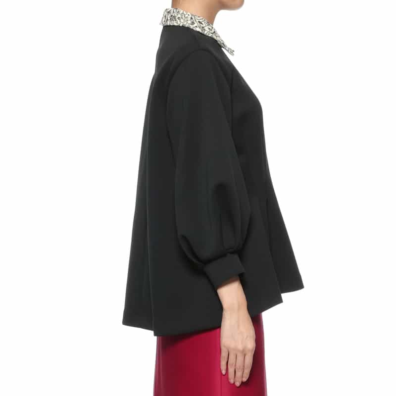 BARNEYS NEW YORK 襟付きスキューバニットプルオーバー BLACK