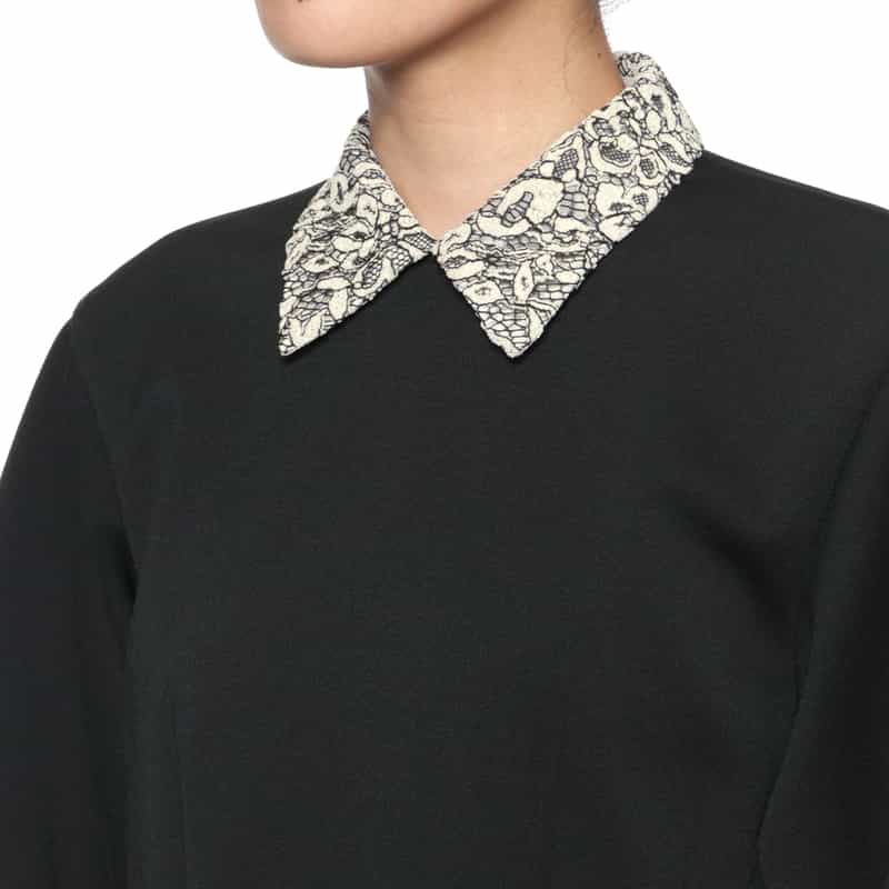 BARNEYS NEW YORK 襟付きスキューバニットプルオーバー BLACK