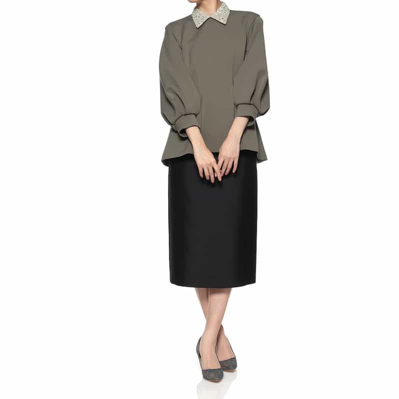 BARNEYS NEW YORK 襟付きスキューバニットプルオーバー GRAY