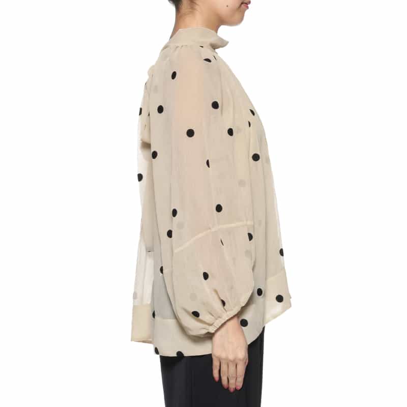 BARNEYS NEW YORK ウォッシャブル シアーボウタイブラウス（インナーキャミソール付き） WHITE