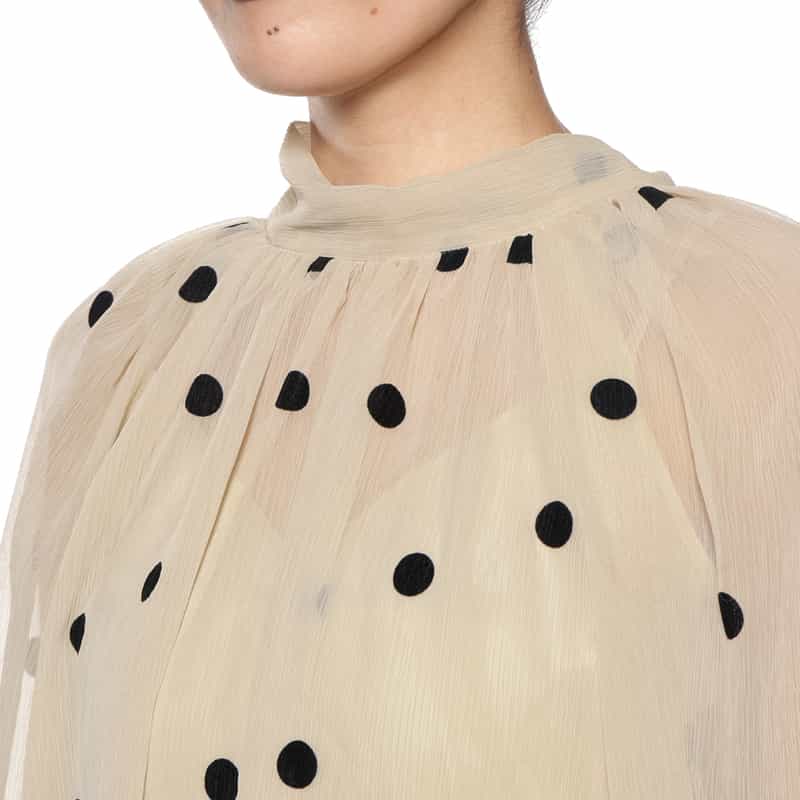 BARNEYS NEW YORK ウォッシャブル シアーボウタイブラウス（インナーキャミソール付き） WHITE