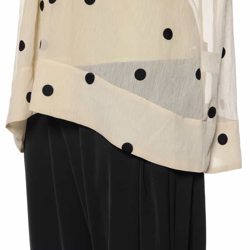 BARNEYS NEW YORK ウォッシャブル シアーボウタイブラウス（インナーキャミソール付き） WHITE