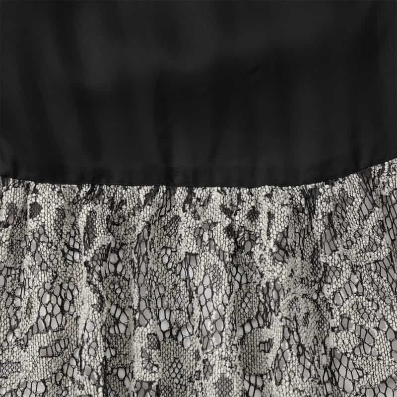 BARNEYS NEW YORK スクーバ素材 レースヘムスカート BLACK