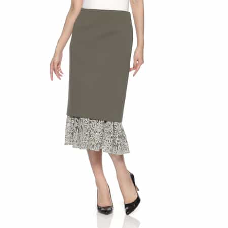 スクーバ素材 レースヘムスカート