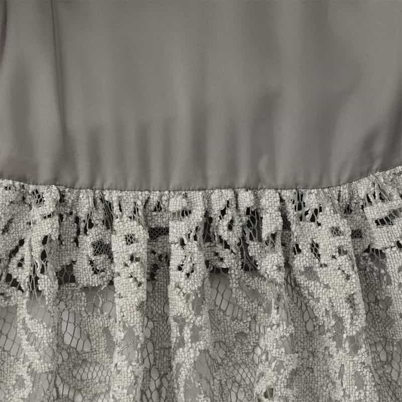 BARNEYS NEW YORK スクーバ素材 レースヘムスカート GRAY