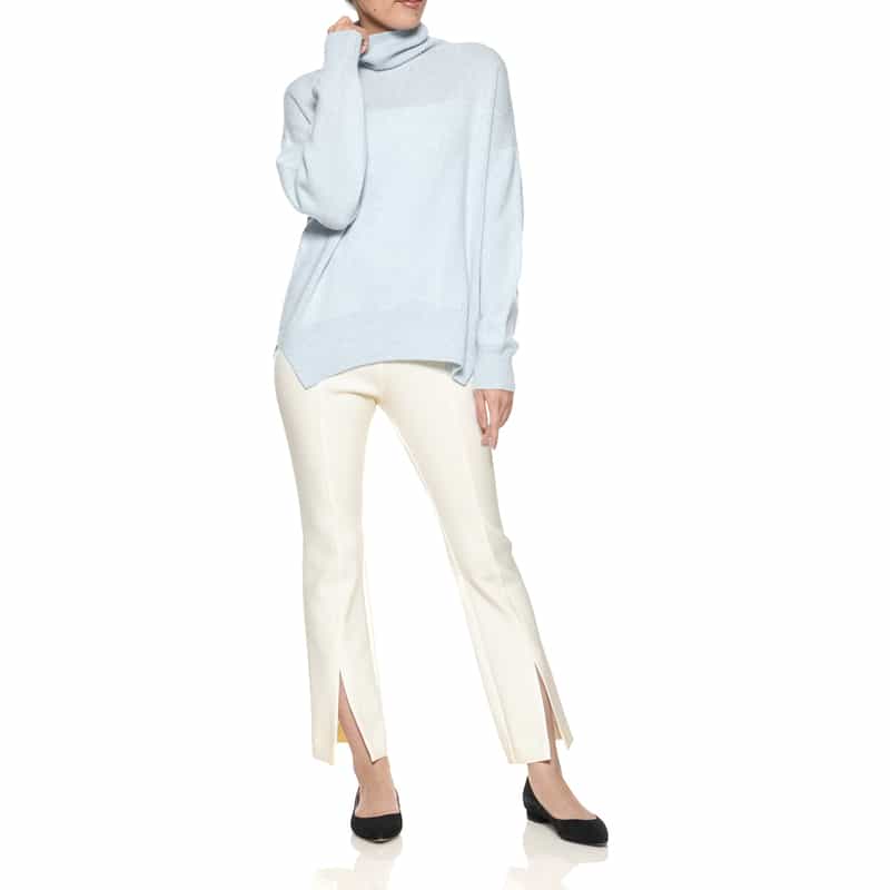 BARNEYS NEW YORK ウォッシャブル スリット入りクロップドパンツ WHITE