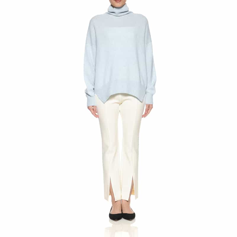 BARNEYS NEW YORK ウォッシャブル スリット入りクロップドパンツ WHITE