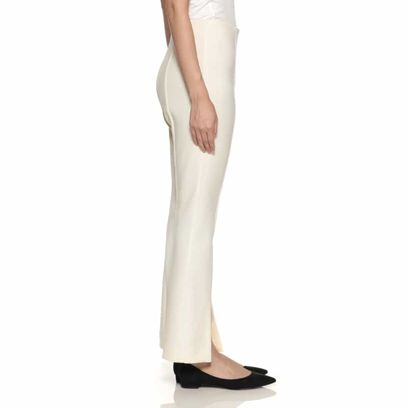 BARNEYS NEW YORK ウォッシャブル スリット入りクロップドパンツ WHITE