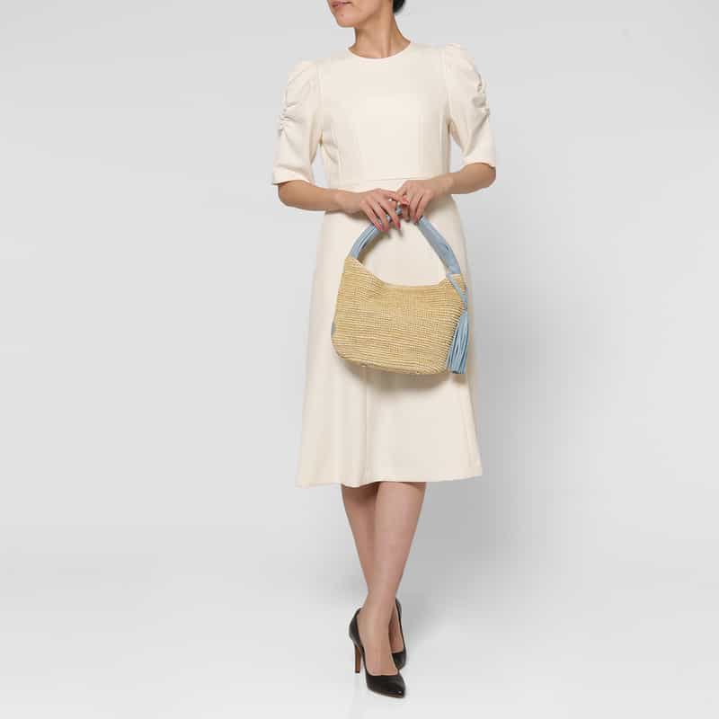 VIOLAD’ORO VIOLAD’ORO ＜ヴィオラドーロ＞ アバカ素材 ワンハンドルバッグ LIGHT BLUE