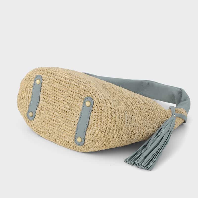 VIOLAD’ORO VIOLAD’ORO ＜ヴィオラドーロ＞ アバカ素材 ワンハンドルバッグ LIGHT BLUE