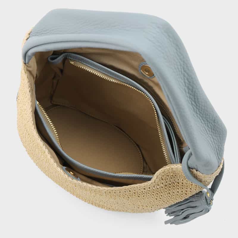 VIOLAD’ORO VIOLAD’ORO ＜ヴィオラドーロ＞ アバカ素材 ワンハンドルバッグ LIGHT BLUE