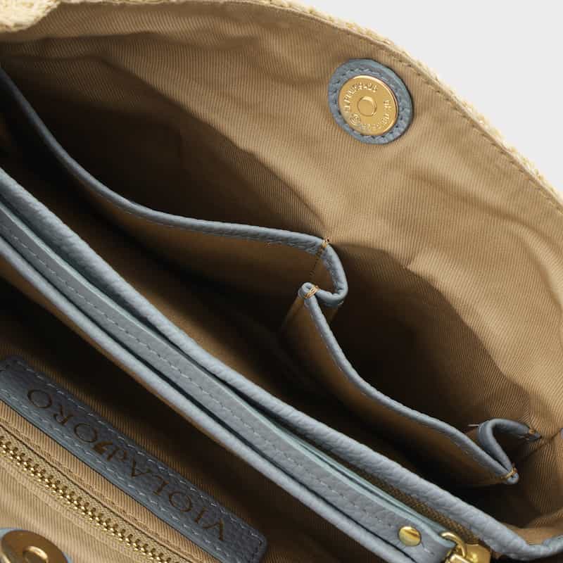 VIOLAD’ORO VIOLAD’ORO ＜ヴィオラドーロ＞ アバカ素材 ワンハンドルバッグ LIGHT BLUE