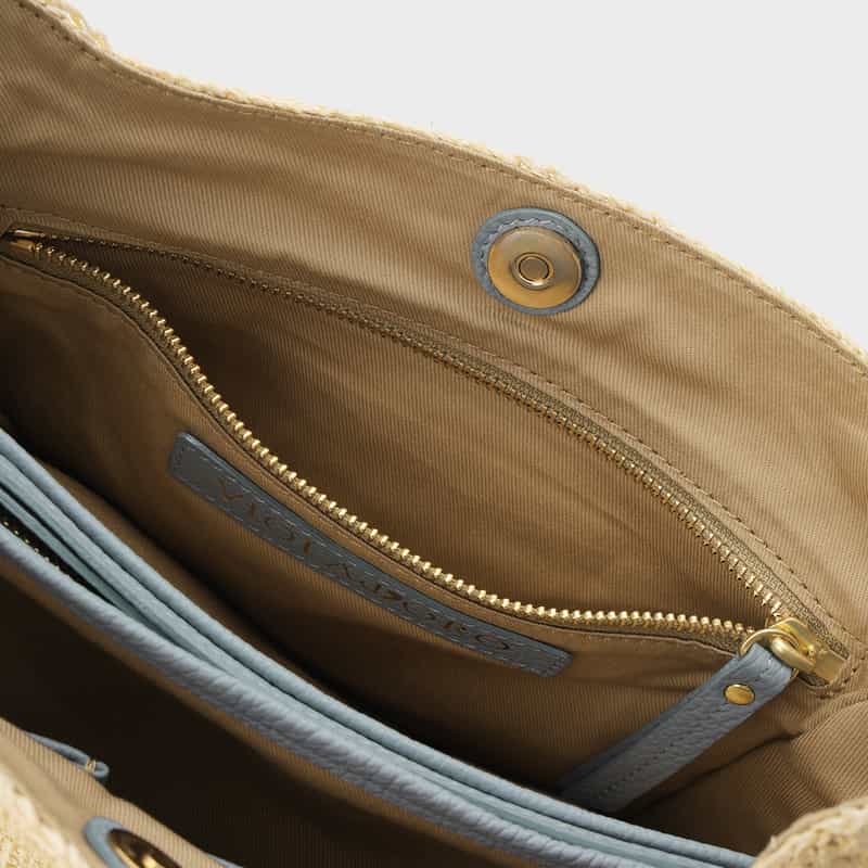 VIOLAD’ORO VIOLAD’ORO ＜ヴィオラドーロ＞ アバカ素材 ワンハンドルバッグ LIGHT BLUE