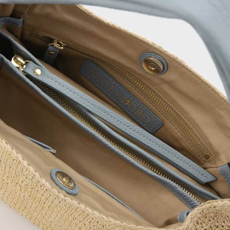 VIOLAD’ORO VIOLAD’ORO ＜ヴィオラドーロ＞ アバカ素材 ワンハンドルバッグ LIGHT BLUE