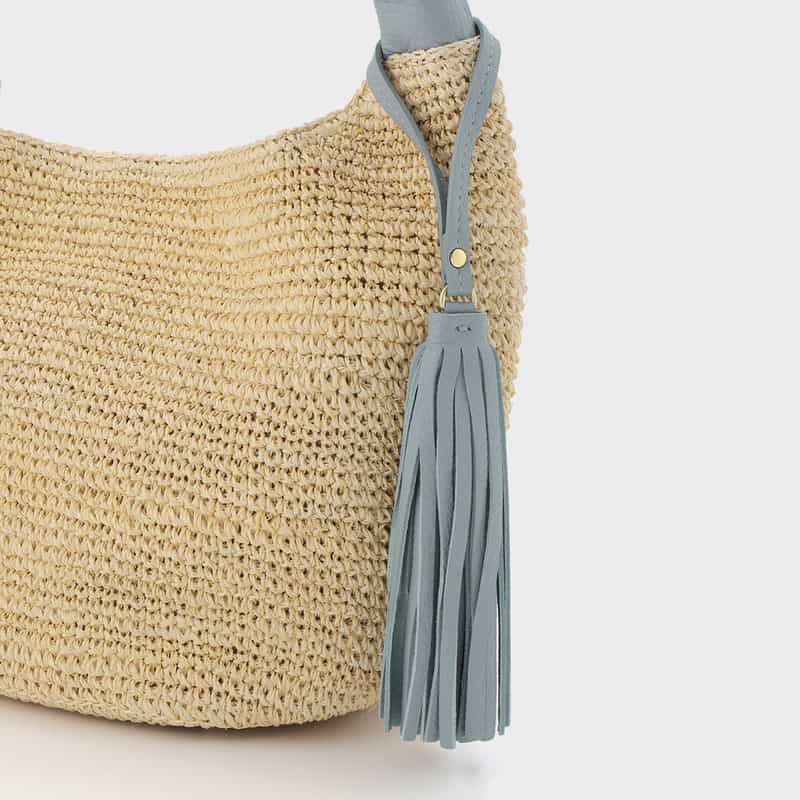 VIOLAD’ORO VIOLAD’ORO ＜ヴィオラドーロ＞ アバカ素材 ワンハンドルバッグ LIGHT BLUE