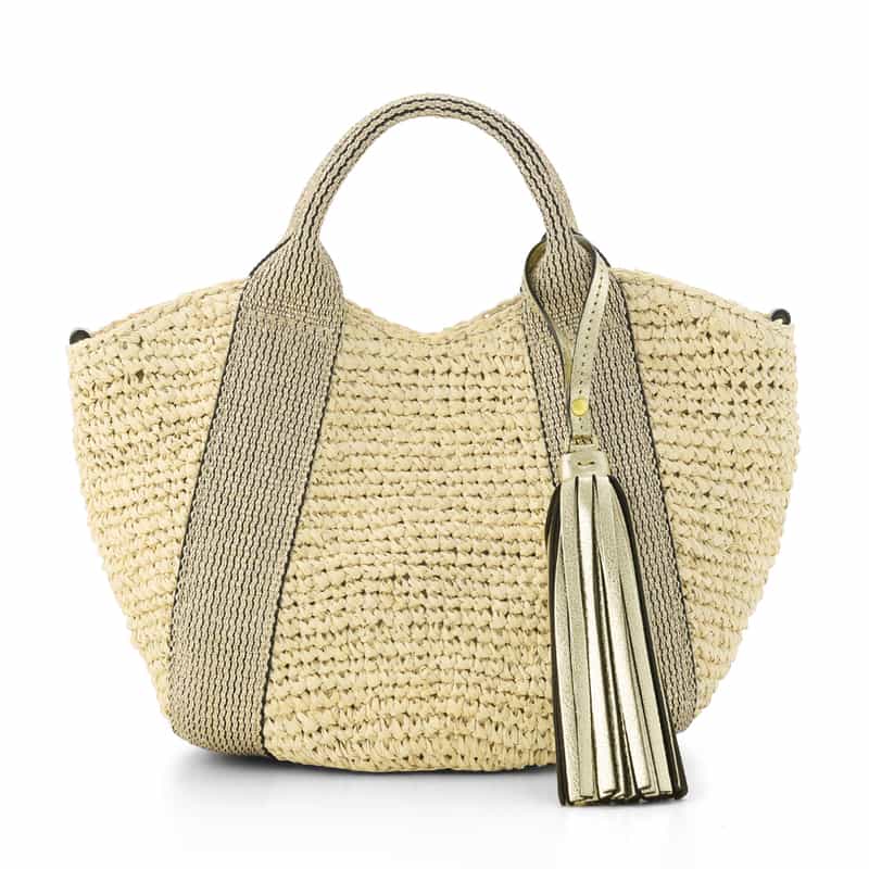 VIOLAD’ORO ＜ヴィオラドーロ＞ ラフィア素材 ミニトートバッグ