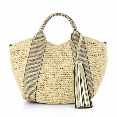 VIOLAD’ORO ＜ヴィオラドーロ＞ ラフィア素材 ミニトートバッグ