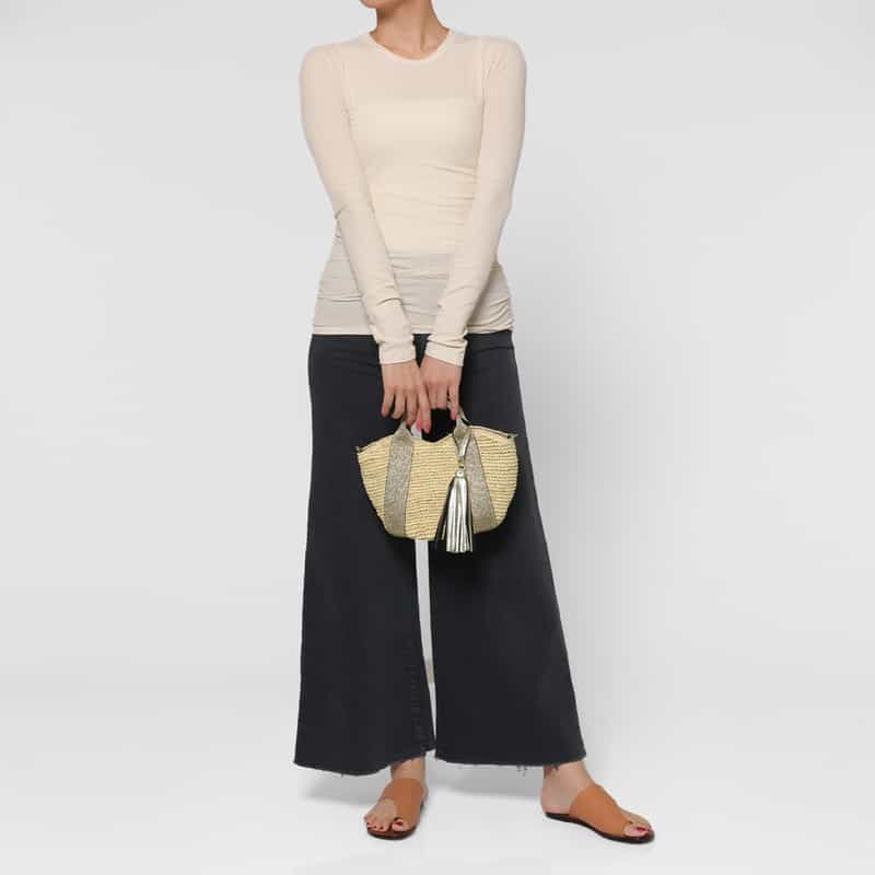 VIOLAD’ORO VIOLAD’ORO ＜ヴィオラドーロ＞ ラフィア素材 ミニトートバッグ BEIGE