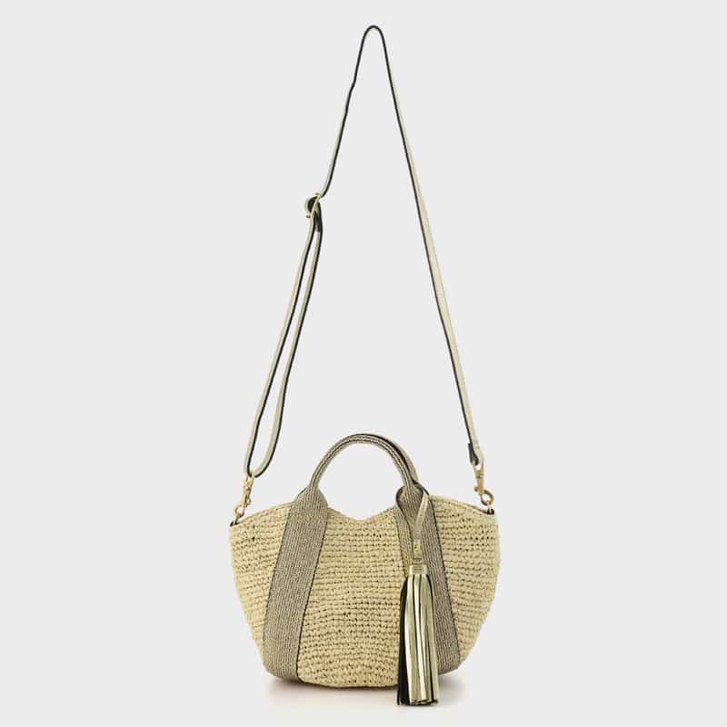 VIOLAD’ORO VIOLAD’ORO ＜ヴィオラドーロ＞ ラフィア素材 ミニトートバッグ BEIGE