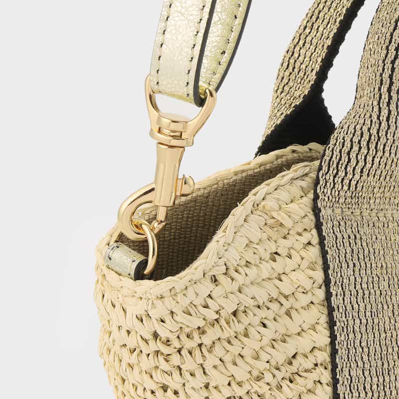 VIOLAD’ORO VIOLAD’ORO ＜ヴィオラドーロ＞ ラフィア素材 ミニトートバッグ BEIGE