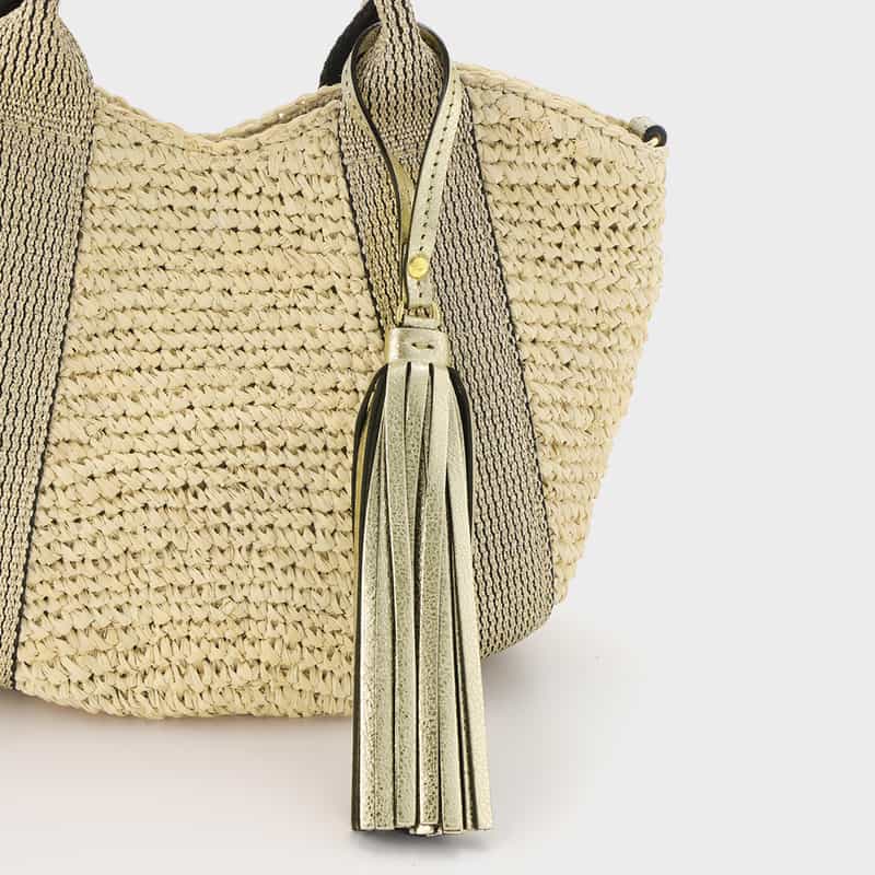 VIOLAD’ORO VIOLAD’ORO ＜ヴィオラドーロ＞ ラフィア素材 ミニトートバッグ BEIGE