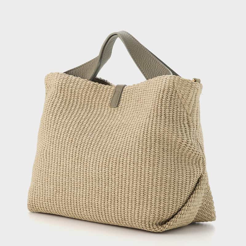 VIOLAD’ORO VIOLAD’ORO ＜ヴィオラドーロ＞ 異素材コンビネーション ミニトートバッグ LIGHT GRAY