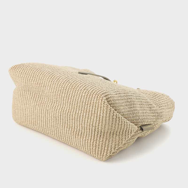 VIOLAD’ORO VIOLAD’ORO ＜ヴィオラドーロ＞ 異素材コンビネーション ミニトートバッグ LIGHT GRAY