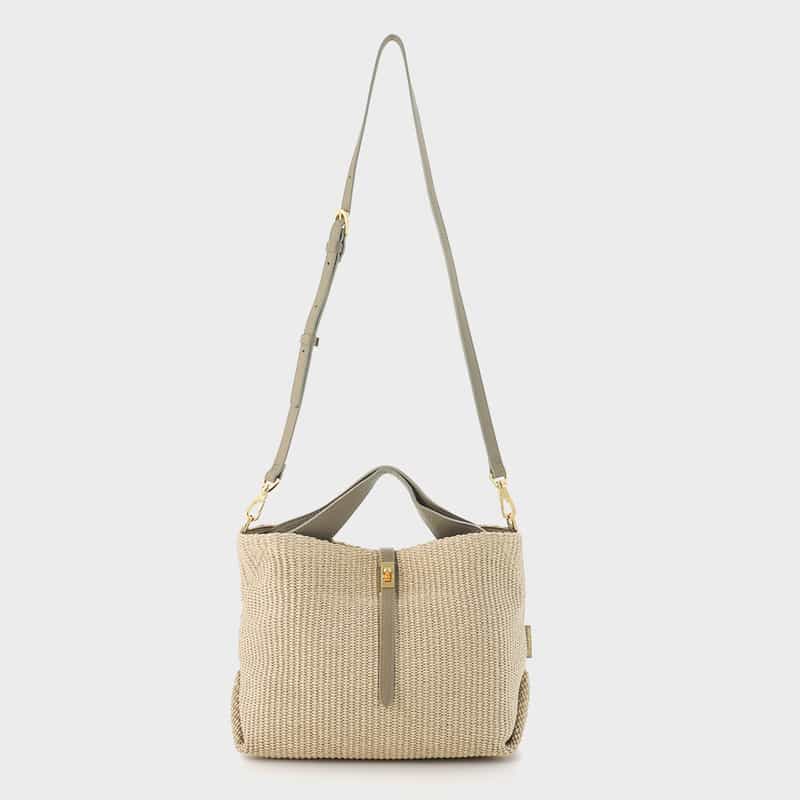 VIOLAD’ORO VIOLAD’ORO ＜ヴィオラドーロ＞ 異素材コンビネーション ミニトートバッグ LIGHT GRAY