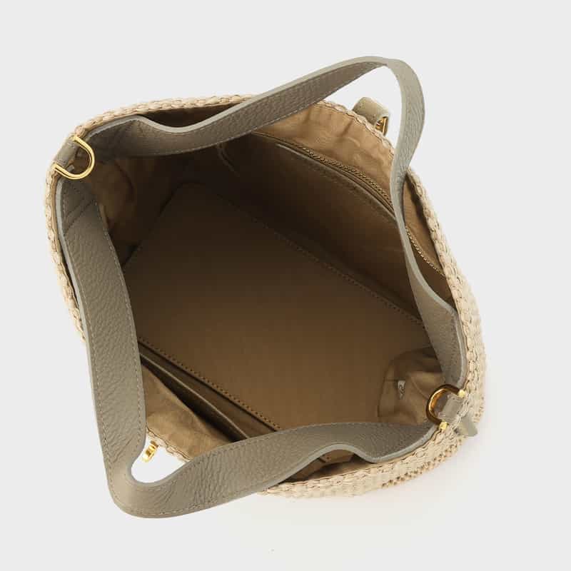 VIOLAD’ORO VIOLAD’ORO ＜ヴィオラドーロ＞ 異素材コンビネーション ミニトートバッグ LIGHT GRAY