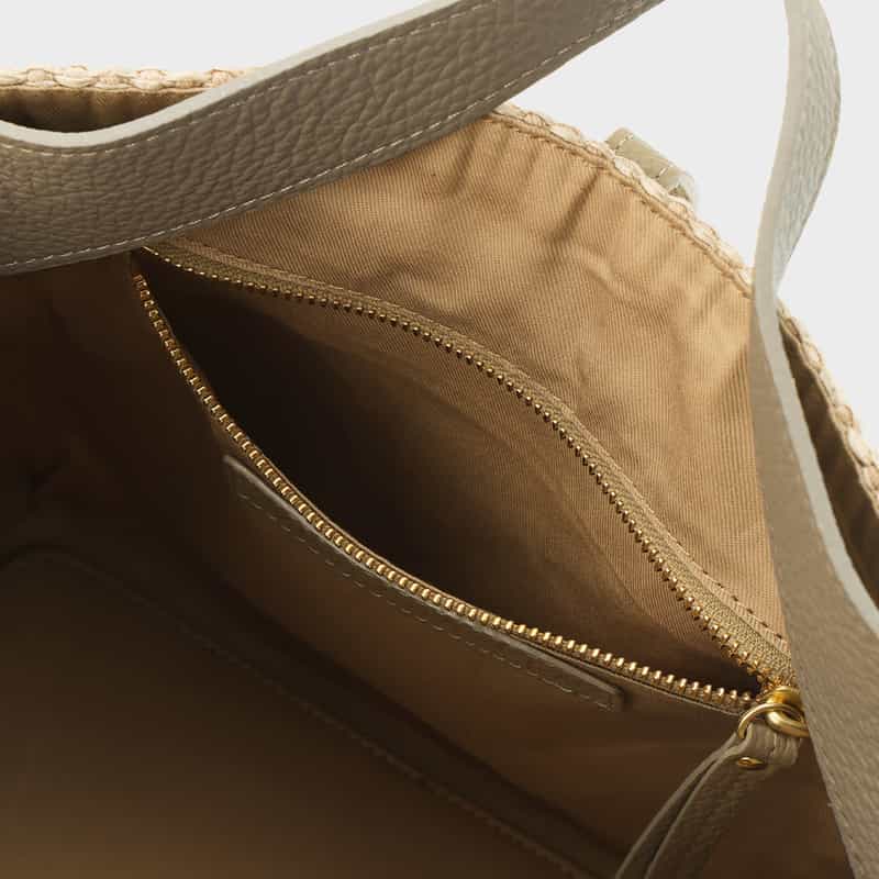 VIOLAD’ORO VIOLAD’ORO ＜ヴィオラドーロ＞ 異素材コンビネーション ミニトートバッグ LIGHT GRAY