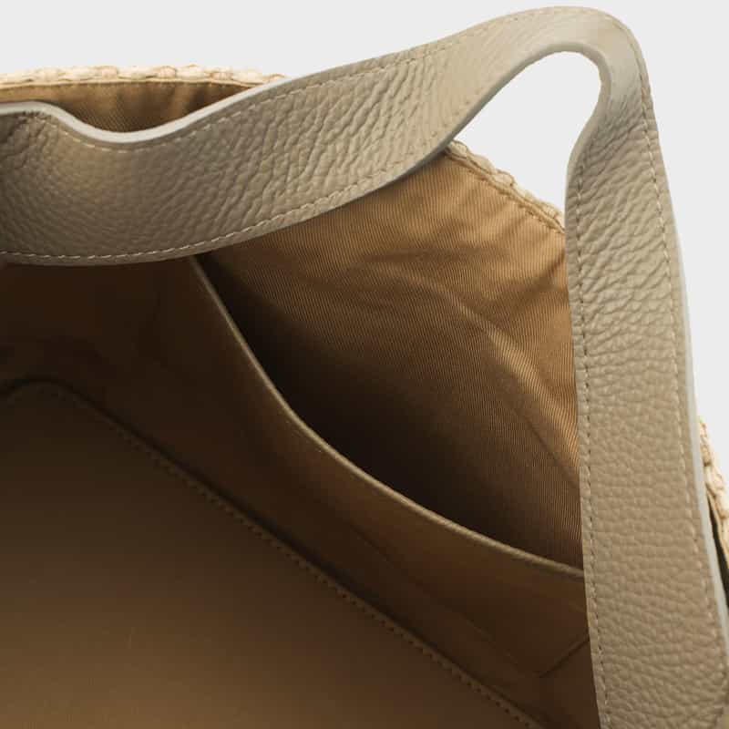 VIOLAD’ORO VIOLAD’ORO ＜ヴィオラドーロ＞ 異素材コンビネーション ミニトートバッグ LIGHT GRAY