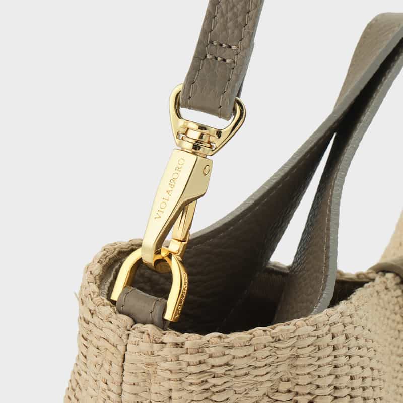 VIOLAD’ORO VIOLAD’ORO ＜ヴィオラドーロ＞ 異素材コンビネーション ミニトートバッグ LIGHT GRAY