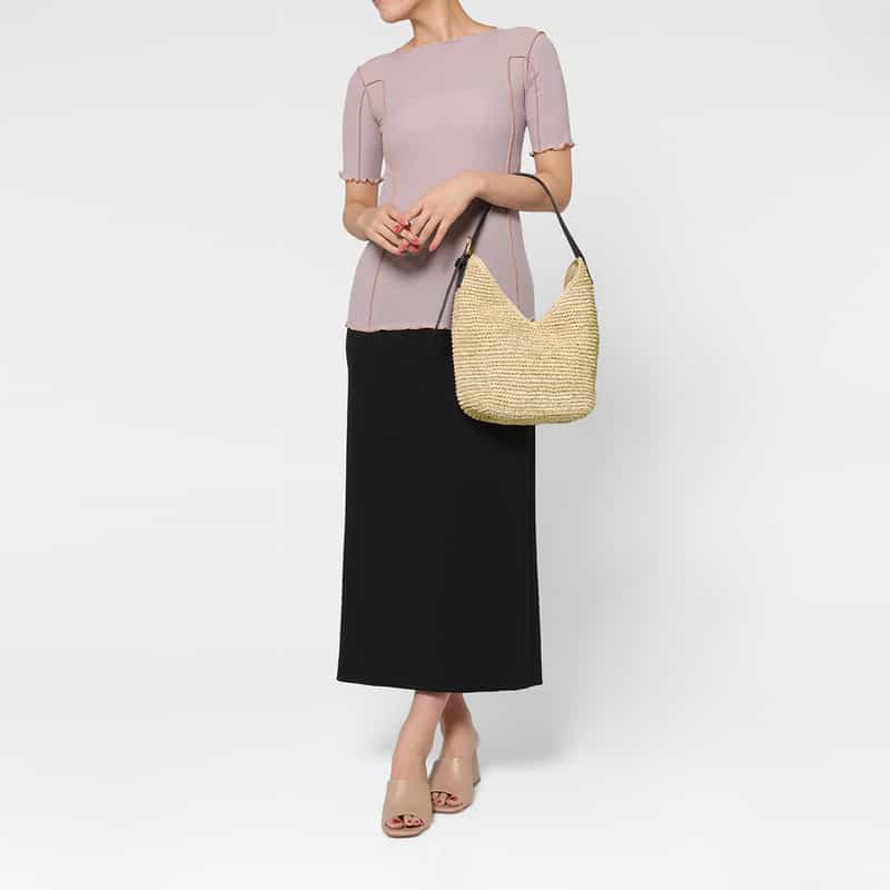 VIOLAD’ORO VIOLAD’ORO ＜ヴィオラドーロ＞ ラフィア素材 ワンハンドルショルダーバッグ BEIGE