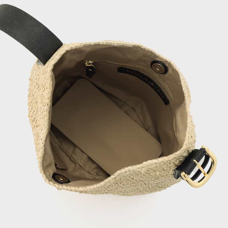 VIOLAD’ORO VIOLAD’ORO ＜ヴィオラドーロ＞ ラフィア素材 ワンハンドルショルダーバッグ BEIGE