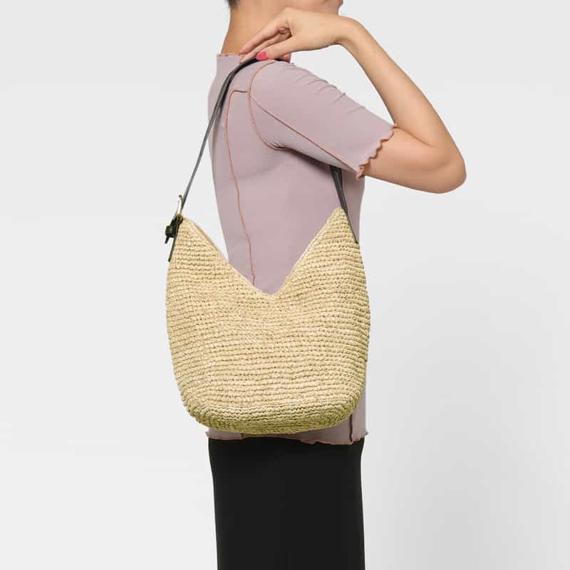 VIOLAD’ORO VIOLAD’ORO ＜ヴィオラドーロ＞ ラフィア素材 ワンハンドルショルダーバッグ BEIGE