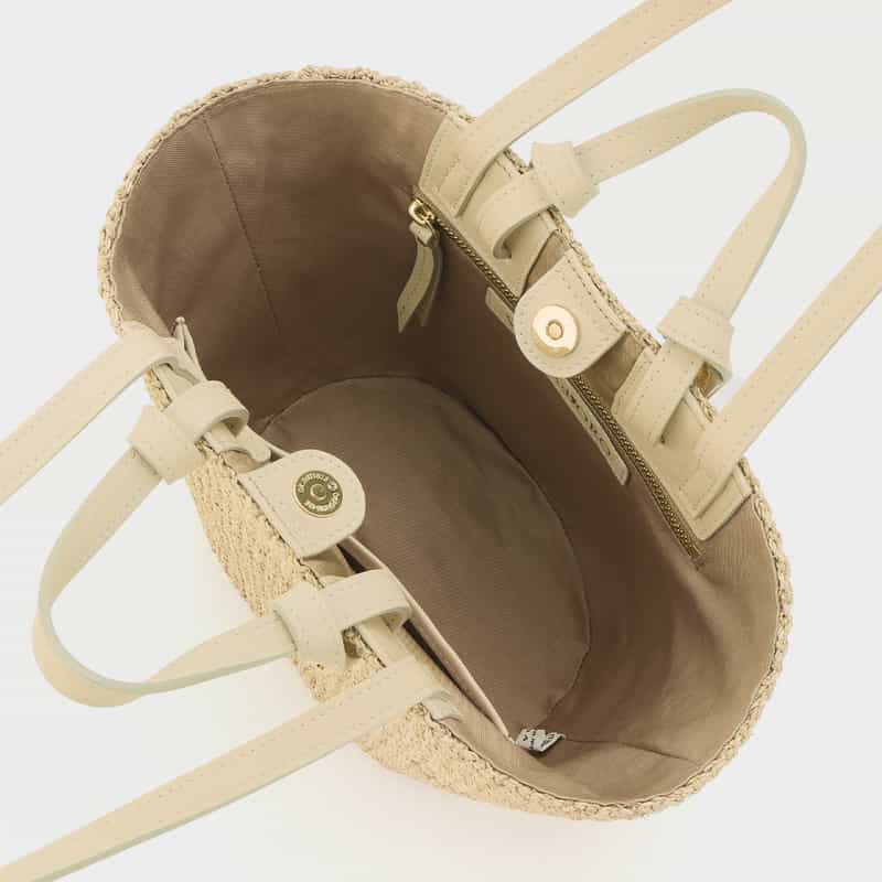 VIOLAD’ORO VIOLAD’ORO ＜ヴィオラドーロ＞ アバカ素材 2ハンドルトートバッグ WHITE