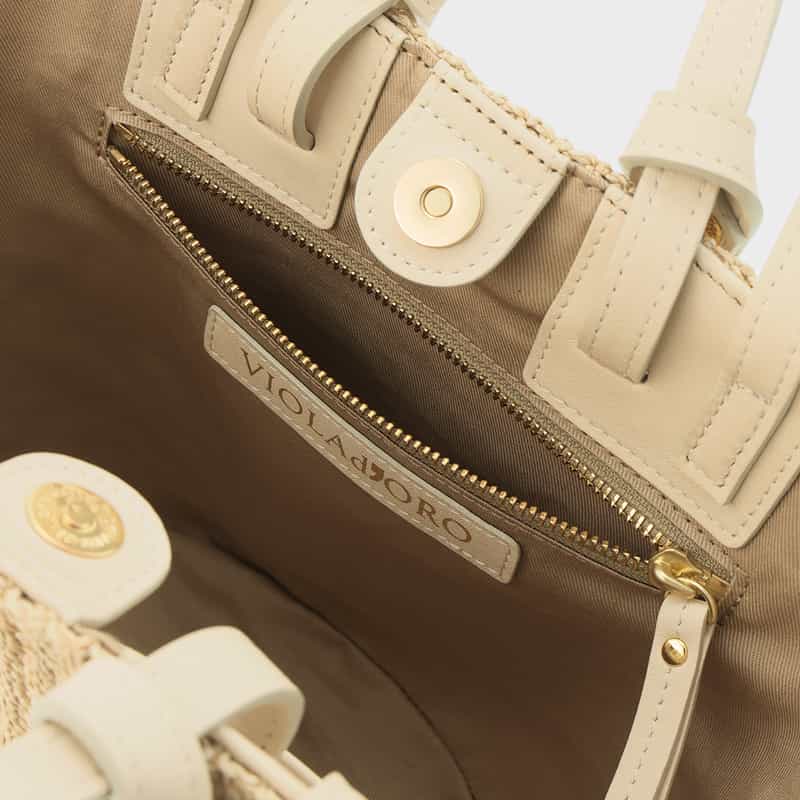 VIOLAD’ORO VIOLAD’ORO ＜ヴィオラドーロ＞ アバカ素材 2ハンドルトートバッグ WHITE