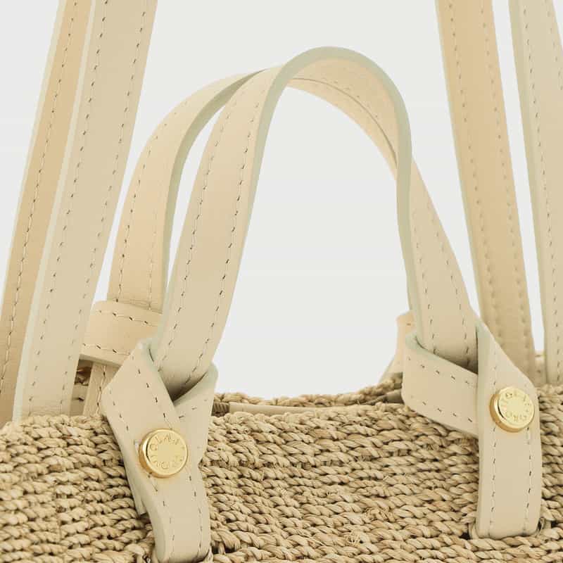 VIOLAD’ORO VIOLAD’ORO ＜ヴィオラドーロ＞ アバカ素材 2ハンドルトートバッグ WHITE