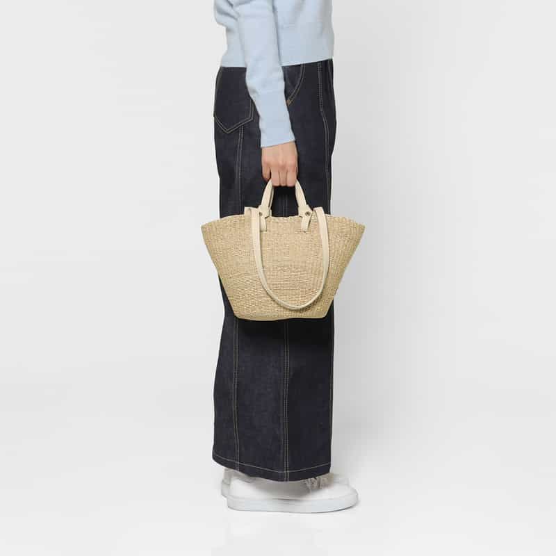 VIOLAD’ORO VIOLAD’ORO ＜ヴィオラドーロ＞ アバカ素材 2ハンドルトートバッグ WHITE