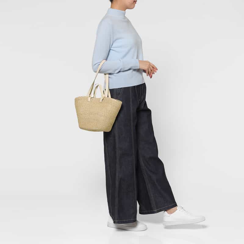 VIOLAD’ORO VIOLAD’ORO ＜ヴィオラドーロ＞ アバカ素材 2ハンドルトートバッグ WHITE