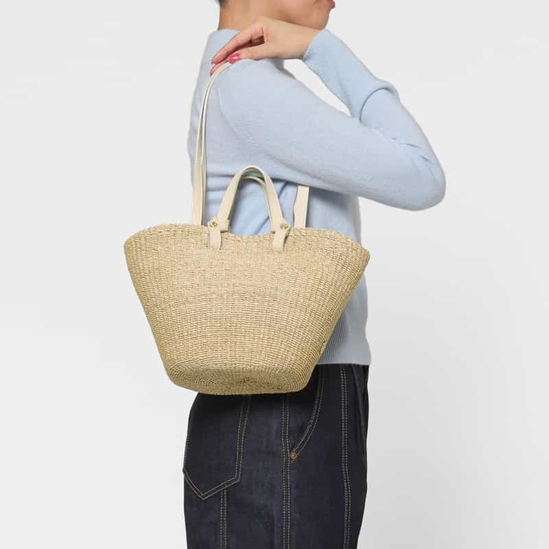 VIOLAD’ORO VIOLAD’ORO ＜ヴィオラドーロ＞ アバカ素材 2ハンドルトートバッグ WHITE