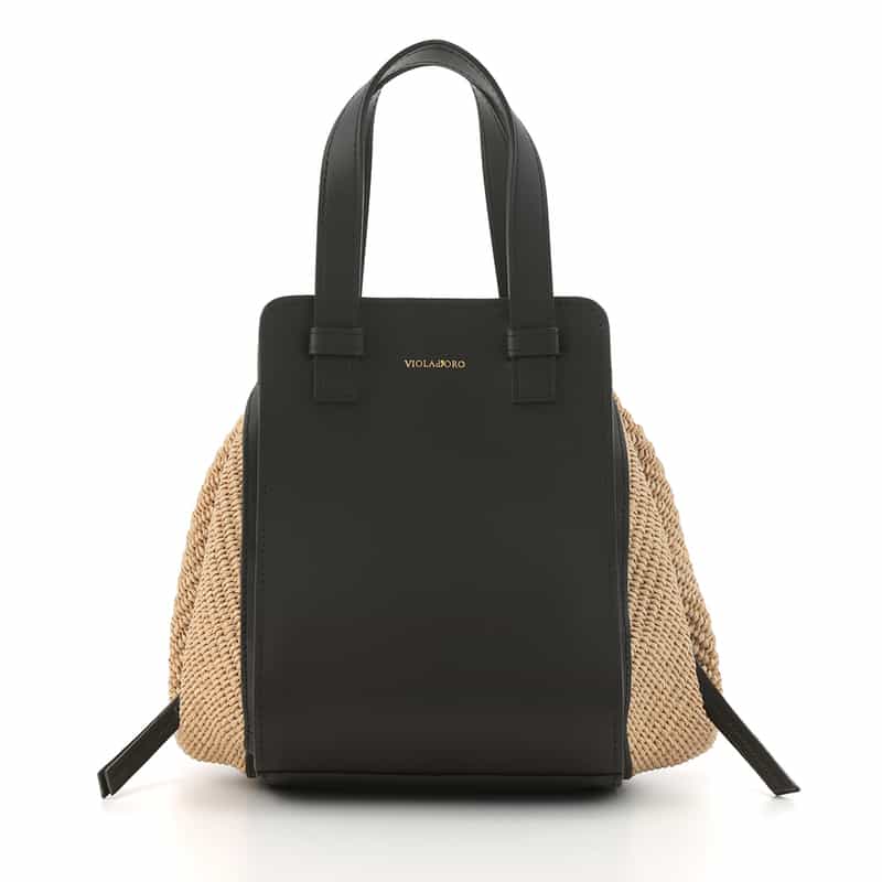 VIOLAD’ORO VIOLAD’ORO ＜ヴィオラドーロ＞ 異素材コンビネーションハンドバッグ BEIGE