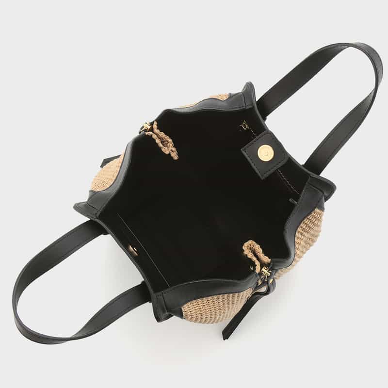 VIOLAD’ORO VIOLAD’ORO ＜ヴィオラドーロ＞ 異素材コンビネーションハンドバッグ BEIGE