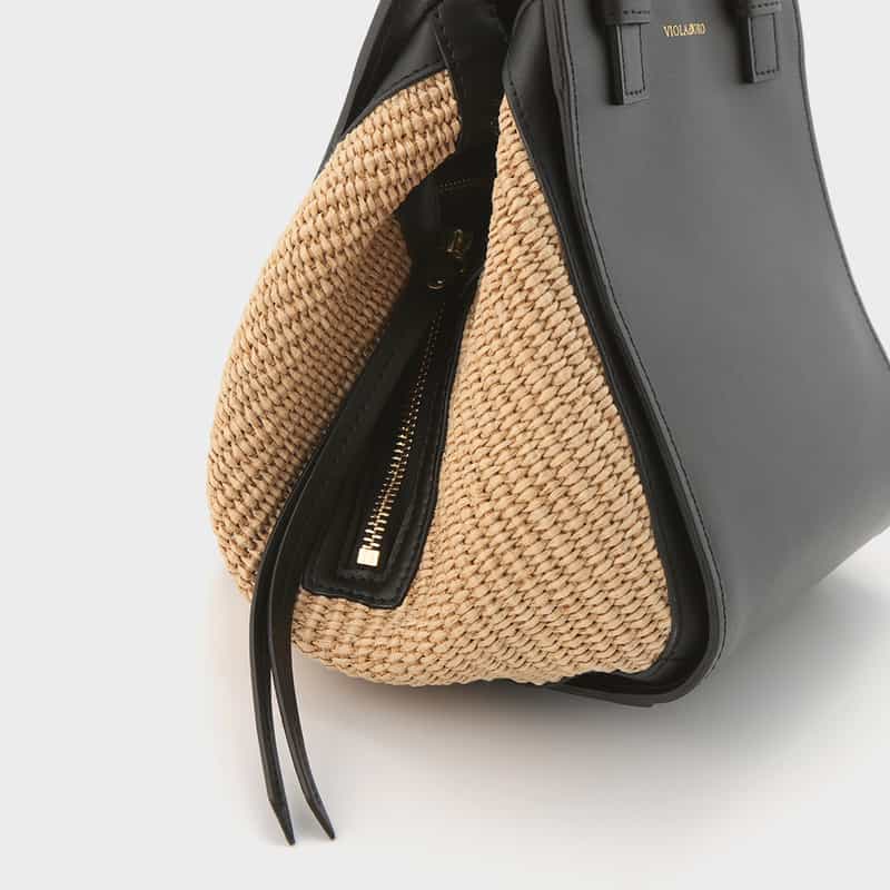 VIOLAD’ORO VIOLAD’ORO ＜ヴィオラドーロ＞ 異素材コンビネーションハンドバッグ BEIGE