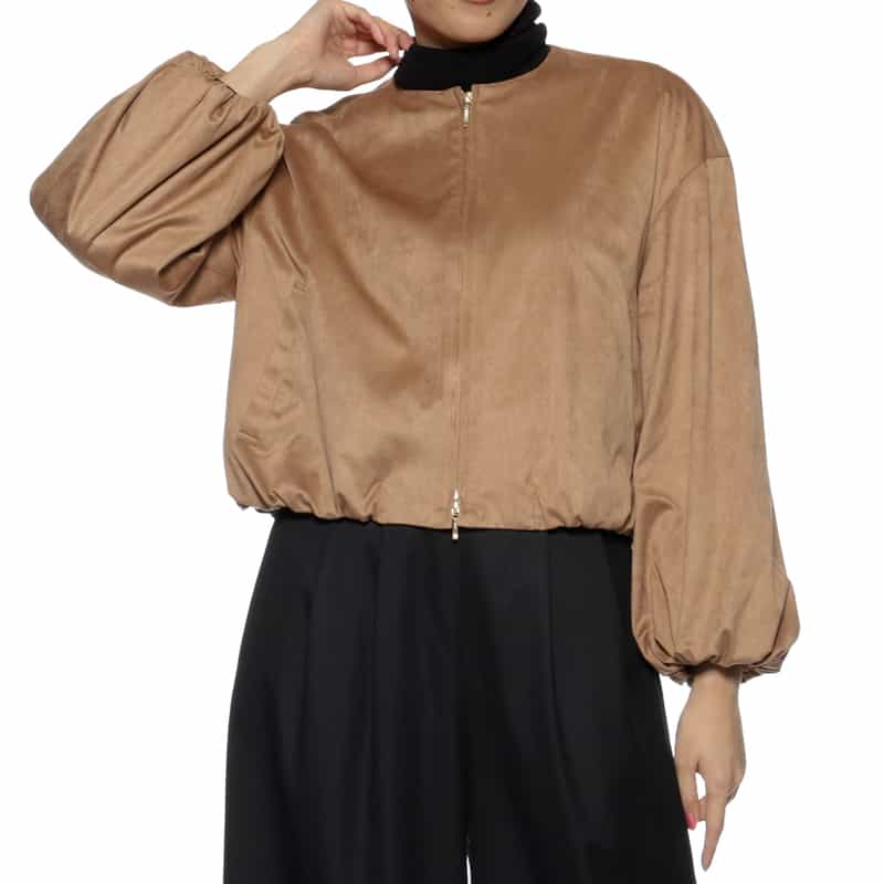 BARNEYS NEW YORK フェイクスエード素材 ジップアップブルゾン CAMEL