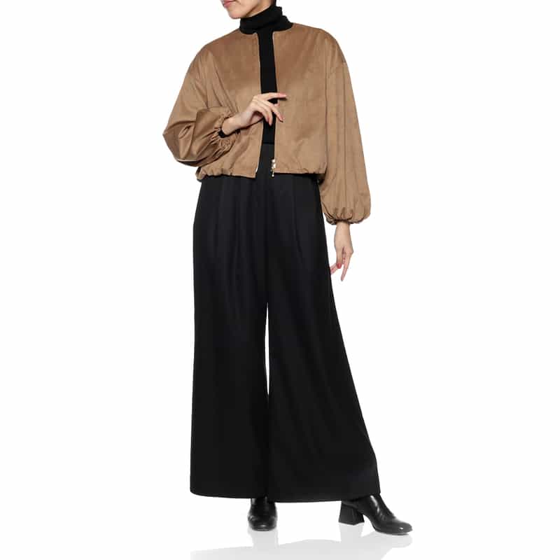 BARNEYS NEW YORK フェイクスエード素材 ジップアップブルゾン CAMEL