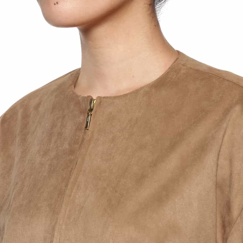 BARNEYS NEW YORK フェイクスエード素材 ジップアップブルゾン CAMEL